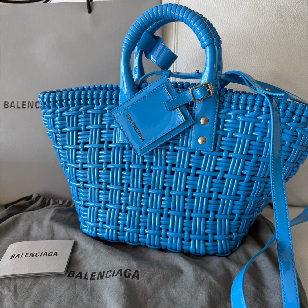 Balenciaga Vibrant Blue Woven Tote